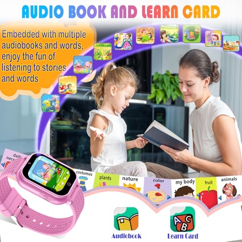 Goodatech-Kids-Smart-Watch-For-Boys-Girls-15-Smartwatch-with-26-Puzzle-GamesHD-CameraVideo-Music-PlayerPedometerFlashlightAudio-Book-etc-Aluminum-Case-and-Sport-Band-Pink