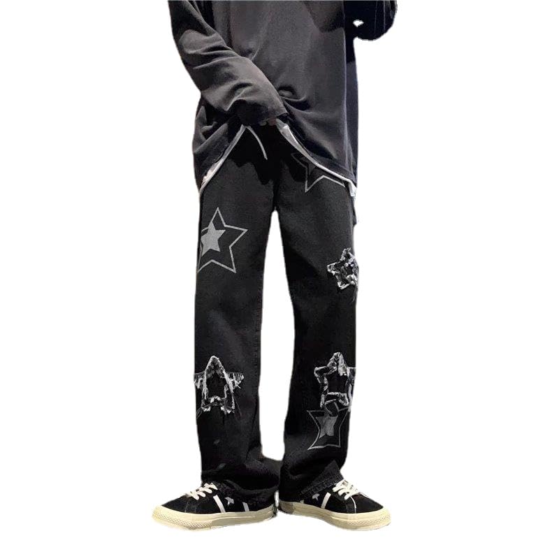 Y2K Baggy Jeans Emo Star Patchwork Cyber Cargo Pant Grunge Vintage Demin Clothing Aesthetic Hiphop Jogger Sweatpants