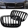 BILLDIO Front Grille For 2007-2014 BMW X5 E70 X6 E71，ABS Gloss Black Kidney Grill