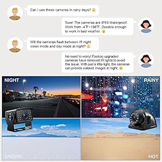 Fookoo HD 1080P 7" Wired Backup Camera System, 7-inch Quad Split Screen Monitor W/Recording, IP69 Waterproof Side View Rear View Cameras, Parking Lines for Truck/Trailer/RV/Tractor/ 5th Wheel (DY704)