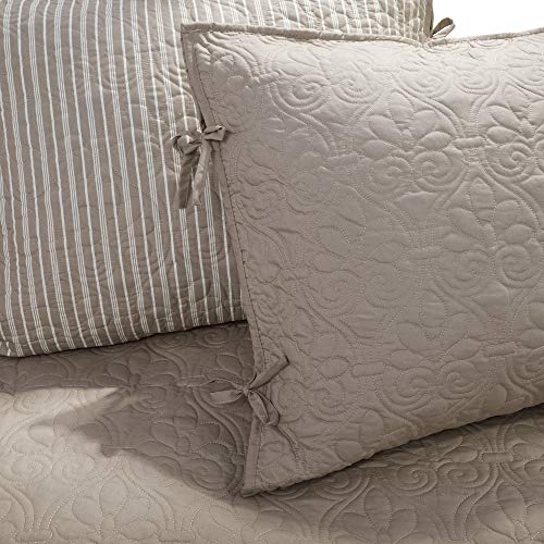 Madison Park Cotton Daybed Cover Set-Double Sided Quilting Classic Cottage Design All Season Bedding With Bedskirt, Matching Shams, Decorative Pillow, 39"X75", Quebec Khaki 6 Piece #TOP3