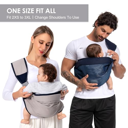 baby sling carrier baby carrier newborn to toddler7-45lbs toddler carrier with safety buckle one shoulder adjustable shoulder strap one size fits all grey