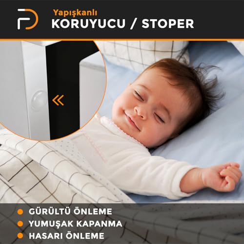 Furndiy Şeffaf 72 Parça Kendinden Yapışkanlı Ses Kesici - Cam Masa Pabucu - Çekmece ve Dolap kapısı için Yumuşak Kapanma Tamponu - Mobilya koruyucu - Üçlü paket