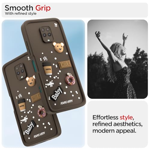 Image of Pikkme Back Cover for Redmi Note 9 Pro /Note 9 Pro Max /Poco M2 Pro /Note 10 Lite | Cute Fun Cartoon 3D Bear Silicone Full Body Protection Bumper Cover (Brown)