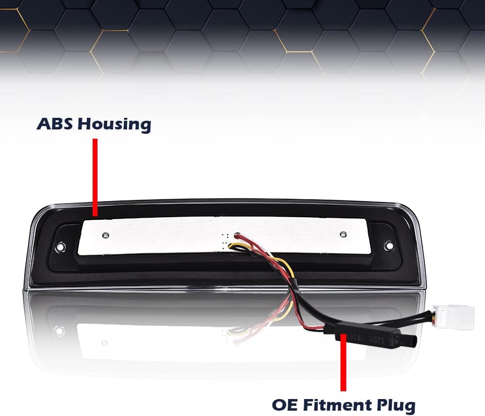 PIT66 LED Bar 3rd Brake Light, Compatible with 2009-2017 Dodge Ram 1500 2500 3500 X Type High Mount Stop Light Rear Tail Cargo Lamps Smoked Lens Chrome Housing