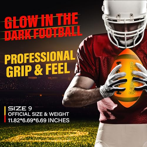 Cadyaw Glow in The Dark Football: Official Size 9 Rechargeable Light up Football Ideas for Boys 13 14 15 16 17 18 Teen Toys for Ages 14-16 Sports Stuff Yard Games Outdoor School - Thumbnail 2