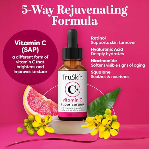 TruSkin Super C Duo with Vitamin C Plus Super Serum for Face, 1 fl oz & Vitamin C Brightening Moisturizer, 2 fl oz – Anti Aging Skin Care Gift Set for Hydrated, Smooth & Firmer-Looking Skin - Image 3