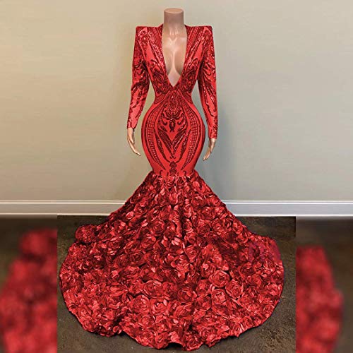 Long Sleeve V Neck Mermaid Sequined Organza Prom Evening Shower Party Dress Pageant Celebrity Gown2