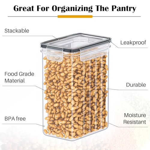 24 Pack Airtight Kitchen Food Containers – BPA-Free Cereal Storage Containers & Flour Storage Containers for Flour, Minimalist Sugar & Baking Supplies, with 24 Labels & Marker (33.6L) - Image 6