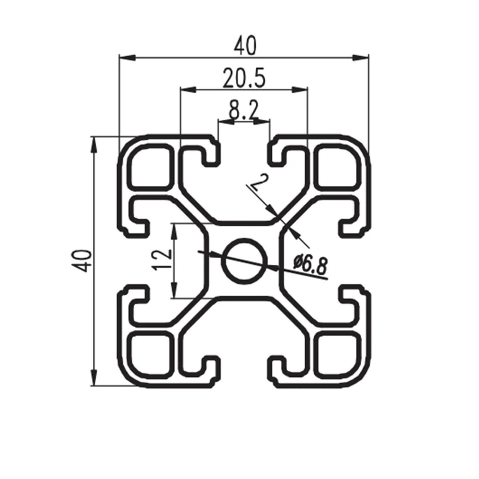 GTPBAO Profilo estruso in alluminio 4040 nero, profilo for cremagliera lineare anodizzato, banco da lavoro industriale, telaio for mensola fai da te Binario estruso(900mm long)