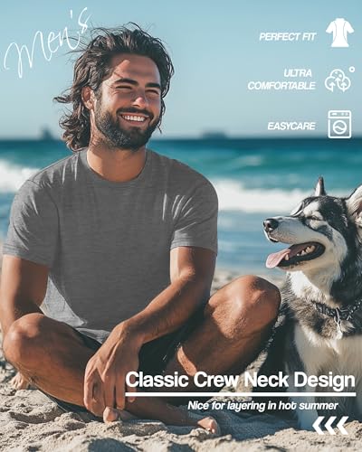 Neer 4 Pack Men's Big and Tall Shirts Summer Cotton Short Sleeve Tee Crew Neck Casual Top Basic Oversize T Shirts3