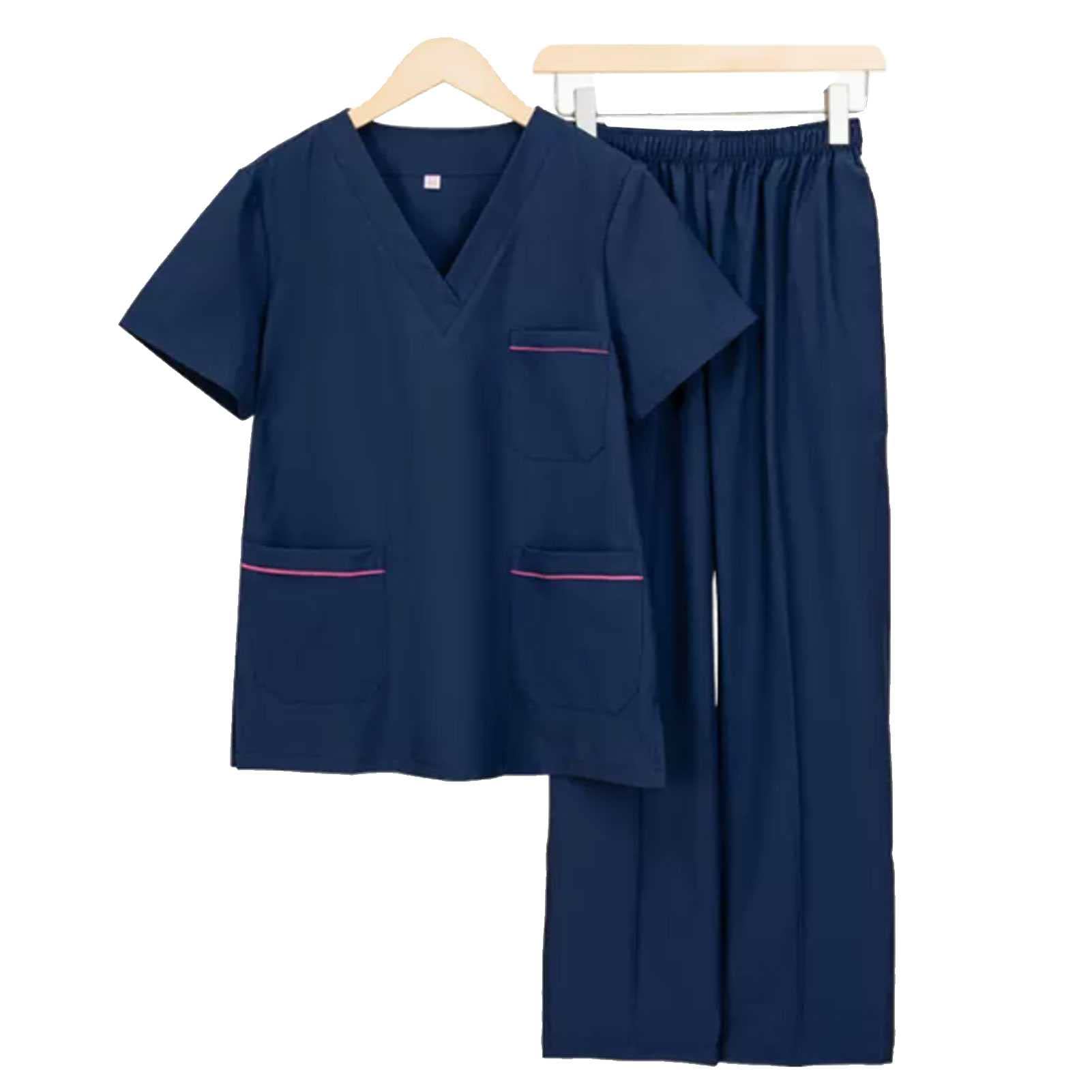 Uniformes Sanitario Mujer Hombre Médico, Enfermería Casaca y Pantalones con elástico y cordón en la cintura, Enfermera