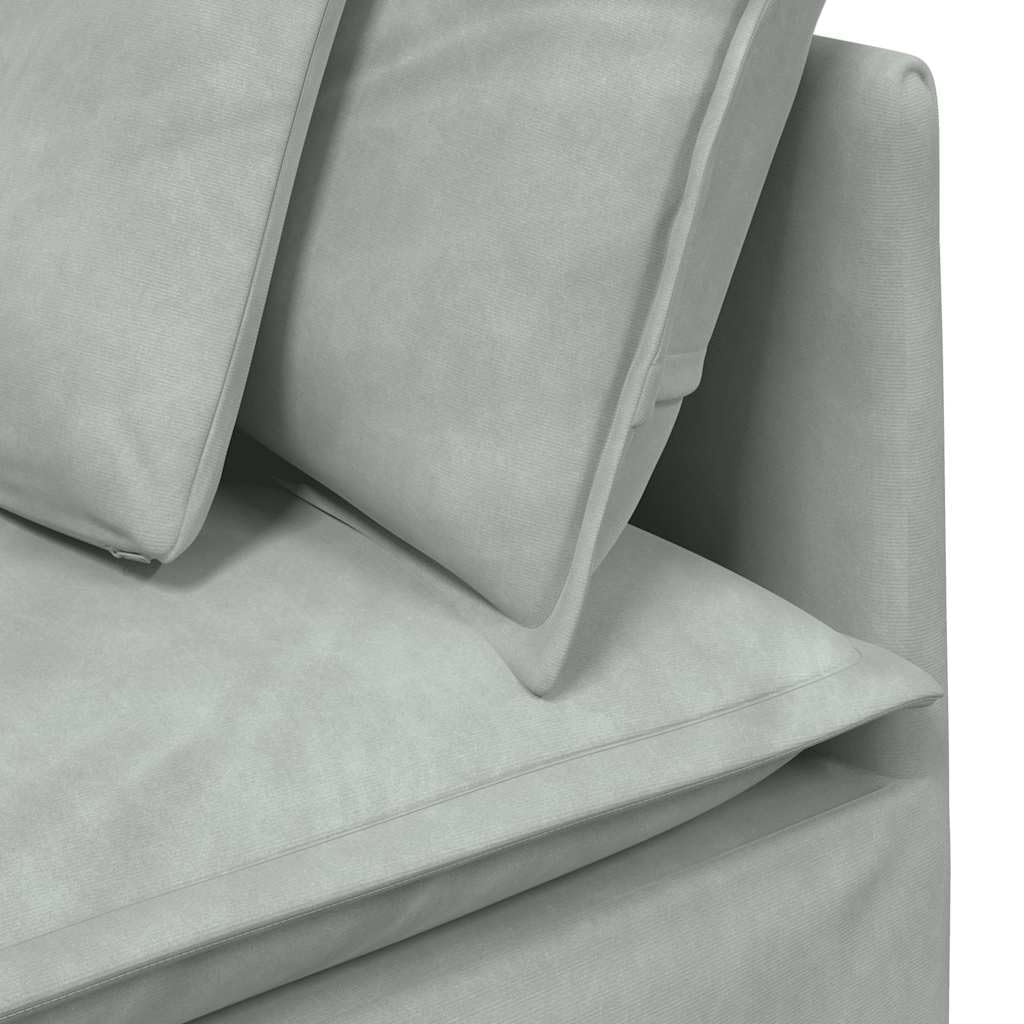 Sofá modular con cojín de terciopelo gris claro, 317 x 217 x 64 cm, marco de metal, 4 piezas, con esquina acolchada y elemento de montaje para salón, salón, cine en casa, confort