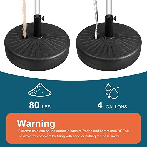Funsite Umbrella Base Water Filled, 50Lbs Heavy Duty Outdoor Patio Umbrella Base, 20' Round Fillable Umbrella Holder For 1.49”-1.89” Pole, Umbrella Stand Outdoor Base For Deck/Lawn #TOP1