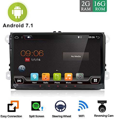 9" Android 7.1 QureCore Full Touchscreen 2 din Car Stereo Navigation Volkswagen VW Skoda Polo Passat B6 CC TIGUAN Golf 5 Fabia Support Mirror Link/OBD2/Subwoofer/FM AM/DAB(No DVD/CD)