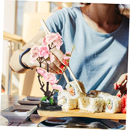 Plato decorativo para sushi flor artificial rosa miniatura 2