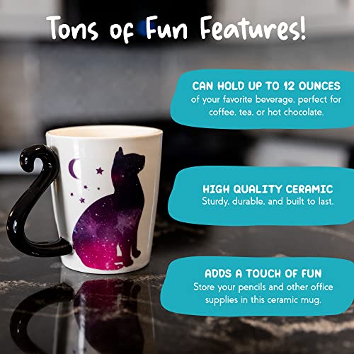 Infloatables Color-Changing Cat Mug - 3D Ceramic Black Cat Coffee Mug - Cute Mug - Holds 12 Ounces - Heat Sensitive Mug Cat - Moon Cat - Unique Birthday Gift - Black Cat Mug - Cat Mom Gifts For Women #TOP2