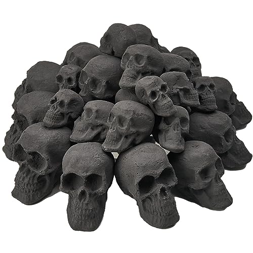 BIOMAND 28 PCS Ceramic Fire Pit Skull Logs for Indoor or Outdoor Fireplaces, Fire Pit, Bonfire, Campfire, Halloween Decor