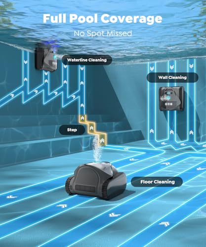 Image of C1 Cordless Pool Cleaner Robot with 180 Mins, Powerful Triple-Motor Suction, Wall & Waterline Deep Cleaning, Smart Paths with APP, Dual-Layer Filtration, for Inground Pools (Dusk Blue)