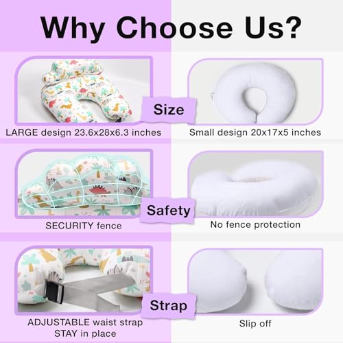 Image of Proliva Feeding Pillow for New Born Baby with Detachable Cover Breast Feeding & Maternity Nursing Pillow for Breastfeeding Support for Baby Feeding Pillow for Mom (eige-Dyno-A2)