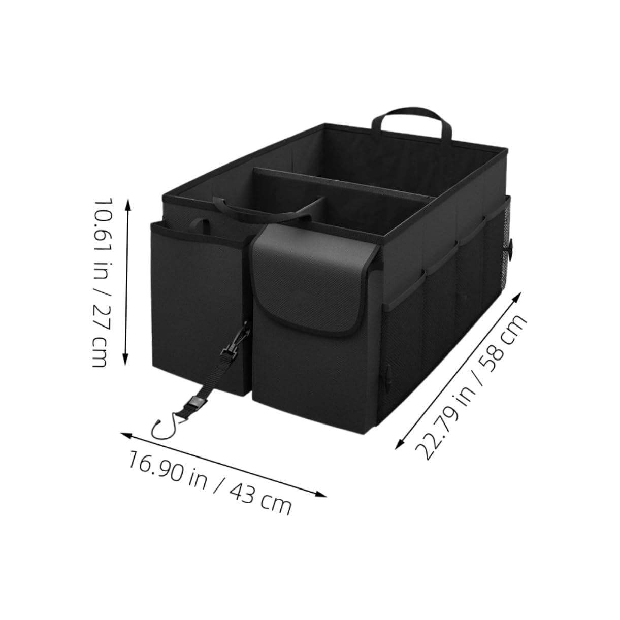 TOPBATHY Kofferraum Organizer fürs Auto aus Oxfordstoff Schwarz mit Mehreren Fächern und Taschen Robust und Platzsparend für Kofferraum