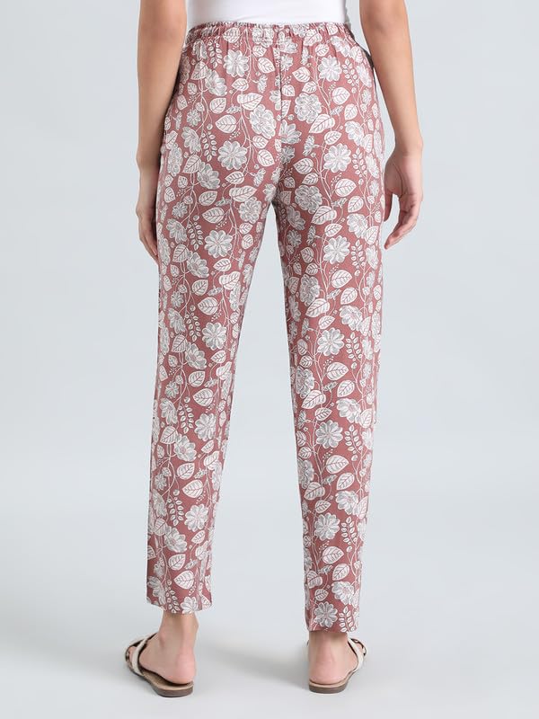 Image of GO COLORS Women Printed Woven Viscose Mid Rise Lounge Pants