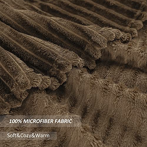 Se Softexly Striped Throw Blanket King Size, Soft Fleece Blankets For All Season, Lightweight Microfiber Flannel Blanket For Couch, Bed And Outdoor, Fit For Adult, Kids & Pet (Brown, 90"X107") #TOP2