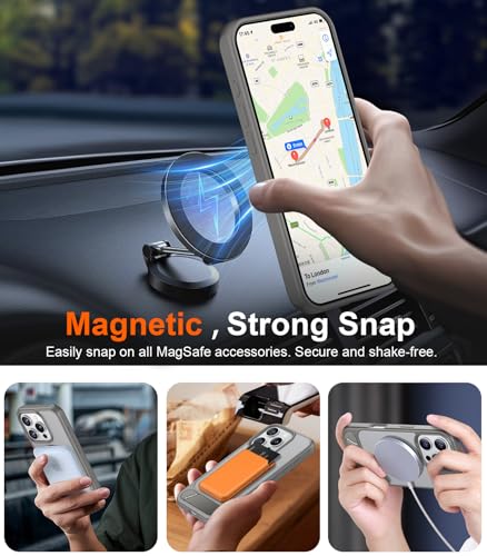 Image of Magnetic Compatible with iPhone 16 Pro Case, [Built-in Invisible Kickstand][Compatible with MagSafe] [Military Grade Shockproof] Slim Translucent Matte Phone Case for iPhone 16 Pro 6.3 inch