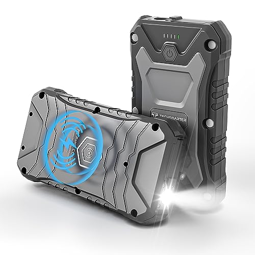 TECHSMARTER Rugged & Waterproof Power Bank Wireless Charger, 20000mAh 30W USB-C Portable Charger, Heavy Duty Battery Pack for Outdoors, Camping, Compatible with iPhone, iPads, Samsung, Androids