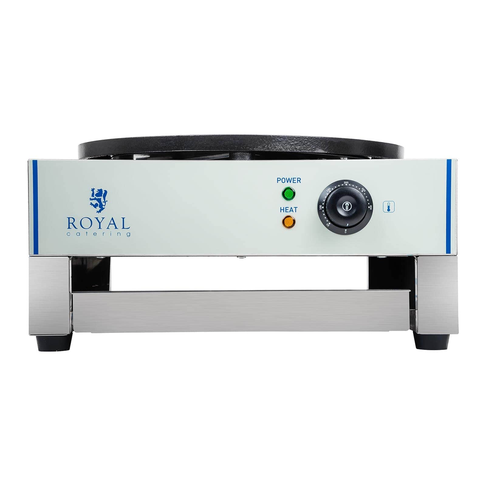 Royal Catering RCEC-3000-E Crepes Maker Crepeseisen (Ø 40 cm, 3.000 W, Gusseisen mit Emaillebeschichtung, Edelstahl, herausziehbares Fach + Teigverteiler)