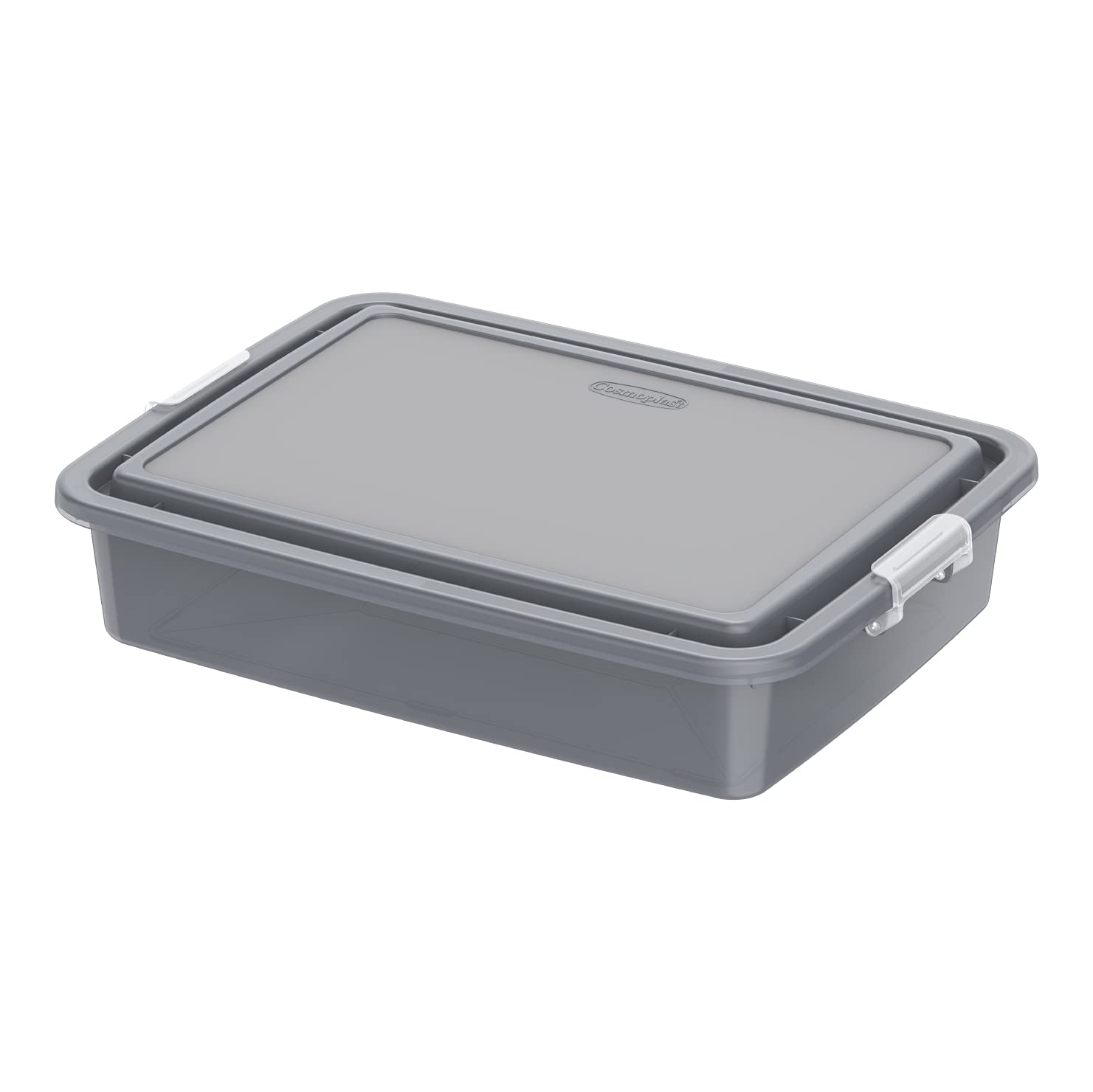 Cosmoplast 15L Lockbox Storage Box, Translucent Grey, L 51 X W 38.5 X H 11 Cm