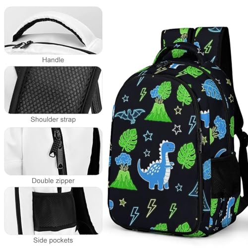 Men's Commuter Bag Large Travel Bag Portable Work Backpack With Double Zippers Dinosaur4