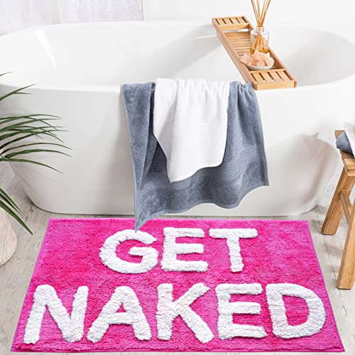 Get Naked Badematte, Hot Pink, lustig und niedlich, magentafarben, pfirsichfarben, dunkelrosa, Badezimmerteppich, Dusche… – Ansicht 6
