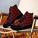 Men's Women's Red Buffalo Plaid High Top Sneakers,Lace-up Canvas Platform Shoes,Gifts for Her Him,Black,US Size 8.5 M/10 W