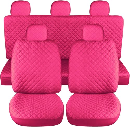 Susy Shop Housses de siège auto universelles, avant et arrière, compatibilité universelle montage simple (rose, ensemble complet)