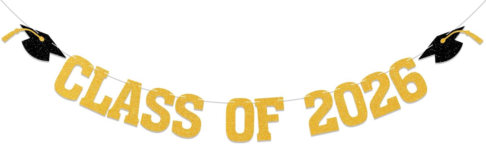2026 Graduation Decorations - Gold Glitter Class of 2026 Banner, We are So Proud of You, Congrats Grad 2026, 2026 Graduation Party Decorations (Pre-Assembly) (Gold)