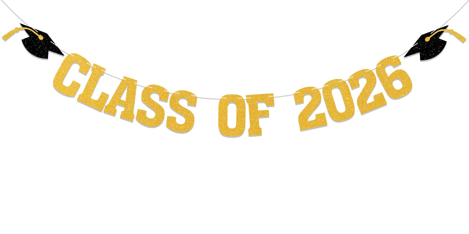 Photo 1 of 2026 Graduation Decorations - Gold Glitter Class of 2026 Banner, We are So Proud of You, Congrats Grad 2026, 2026 Graduation Party Decorations (Pre-Assembly) (Gold)