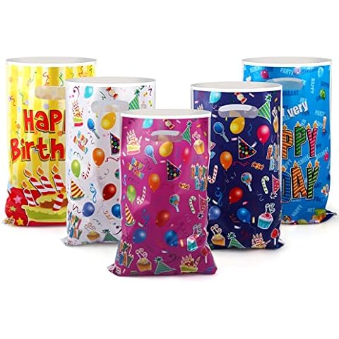 ihaspoko 30 Pieces Gift Bags, Birthday Party Bags Colorful, Plastic Small Sweets Bags Party Bags for Gift Festival Weddingsp Party Cover