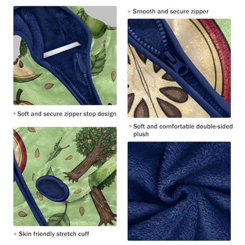 Fruit Trees Leaves and Seeds Toddler Fleece Jacket Girl Boys Hooded Fleece Jacket Coat Warm Outwear Zip-up 3-10T3