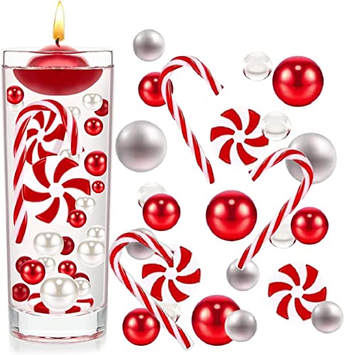 Weihnachts DIY-2023 Neue Weihnachtsvasenfüller, Wasserperlen für Vasenfüller, transparentes Wassergel, schwimmende Perlen für Tafelaufsätze, Vasen, Candyland-Weihnachtsdekoration (rot) Cover