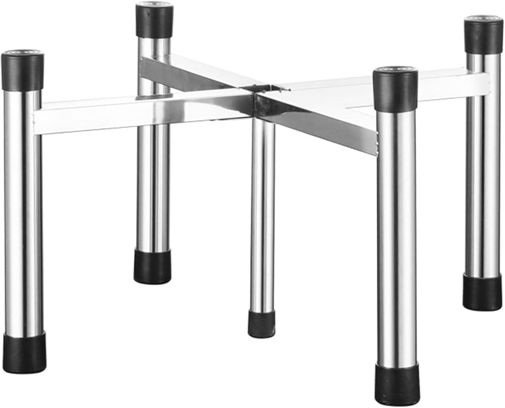 Soporte de barril resistente, base elevada de acero inoxidable para cubos y hogueras, soporte duradero para contenedores de alimentos, estructura estable versátil para uso en exteriores