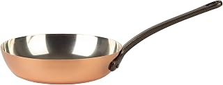 tinned copper pan with cast iron handle | traditional frying pan made of solid copper with tin coating | skillet made in France 7.87 in