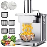 IUokLU Picadora De Verduras Eléctrica Comercial De 250 W, Picadora De Verduras Eléctrica De 6/8/10/12/15 Mm con Molde para Rebanar, Moldes para Picar Cebollas.