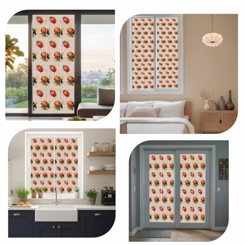 Película para ventana con mariquitas decorativa Beige 17.7x39.3 pulg miniatura 7