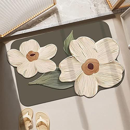 PETDREAM Badezimmerteppich, Vintage-Design, nordisch, bedruckt, Kieselgur, weich, rutschfest, super saugfähig und schnell trocknend, Badematte für Badezimmer (grau, 81 x 50 cm)