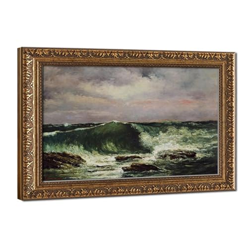 Toile tendue Vagues Courbet cadre suspendre pour grand mur vide
