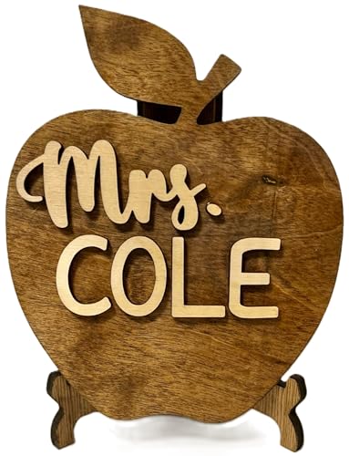 Handmade Wooden Desk Sign, Personalized with Teacher's Name, Back To School Teacher Gift