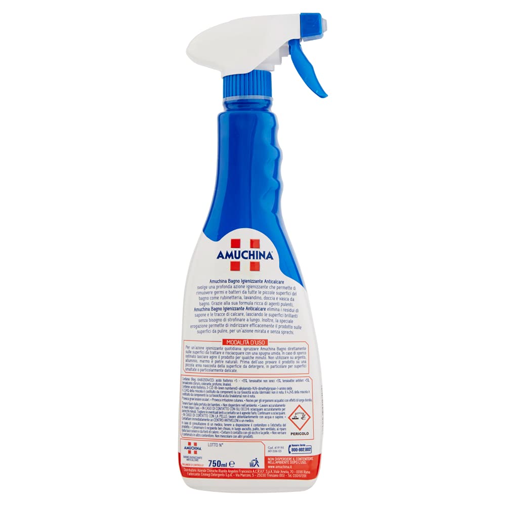 Amuchina Spray de baño higienizante antical, 12 botellas de 750 ml