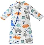 Chilsuessy Baby Schlafsack Winter, Abnehmbare Ärmel, warm gefüttert 3.5 Tog Winter Schlafsäcke Jungen Mädchen Schlafsack für Kleinkinder von 6 Monaten bis 6 Jahre (M/Baby Höhe 75-90cm, Dino Park)