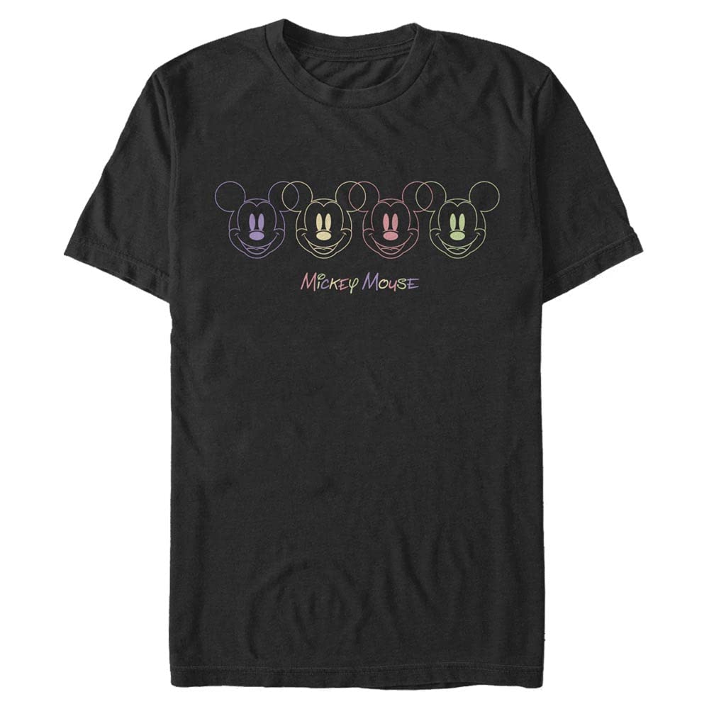 Classic Mickey - Renkli Mickey Suratları Bisiklet Yaka Tişört Unisex Yetişkin